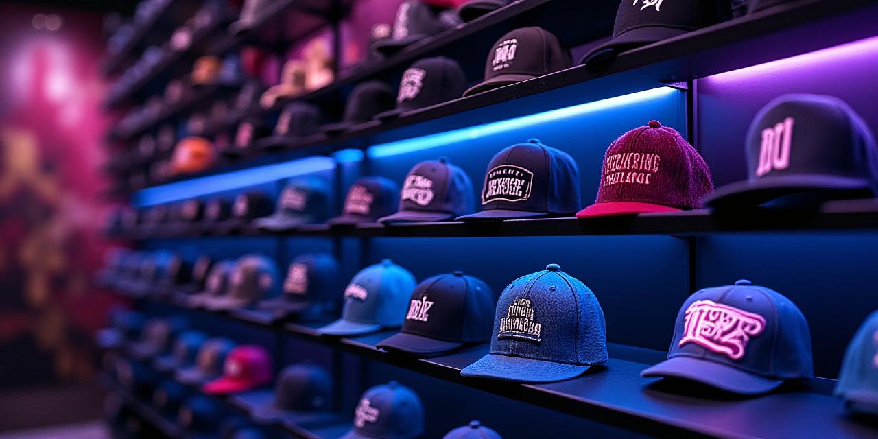 Vetrina di cappelli letterari in ambiente dark contemporaneo